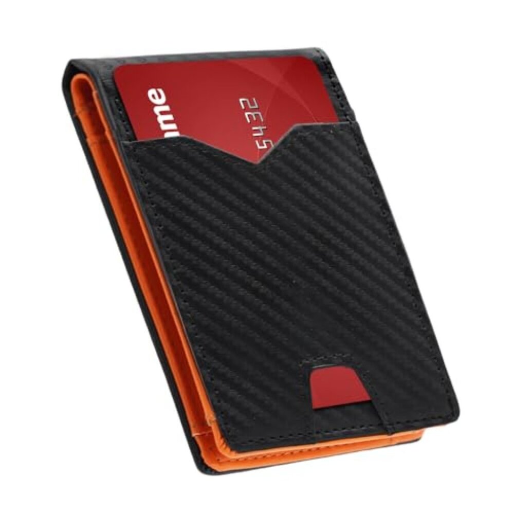 Men's Wallet slim wallet Carbon Fiber Bi-Fold Wallet - RFID Blocking Ultra Thin